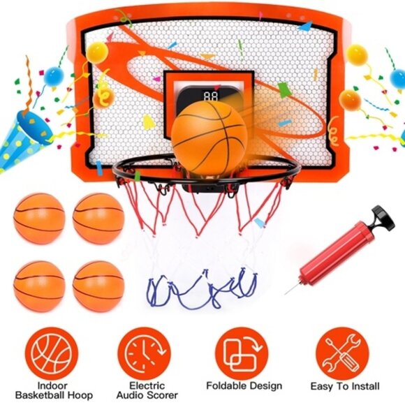 i Mountek Other - Indoor Mini Basketball Hoop Set Over Door Basketball Hoop with 4 Inflatable Ball